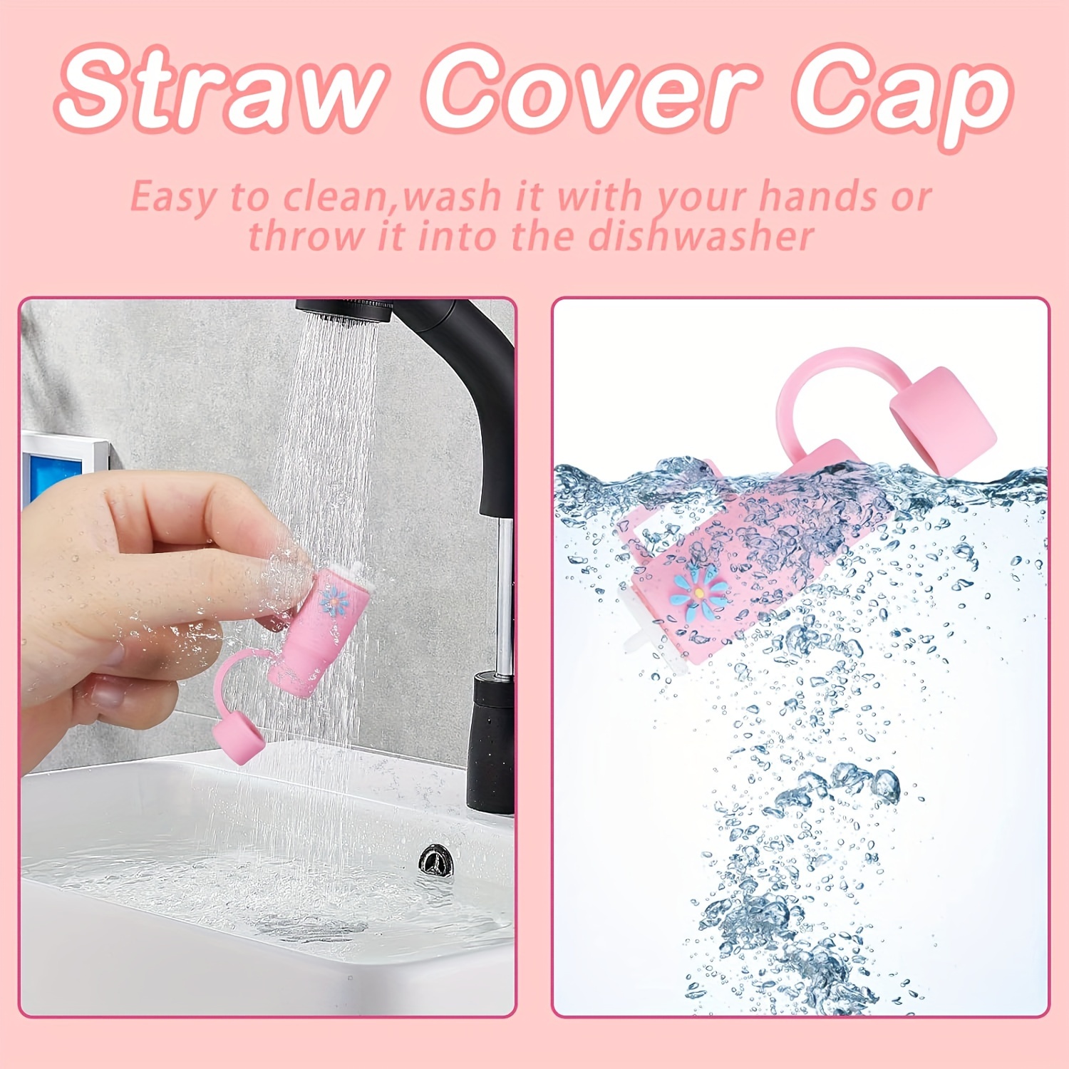 1pc Straw Cover Cap For Cup, Silicone Straw Topper Fit 30&40 Oz