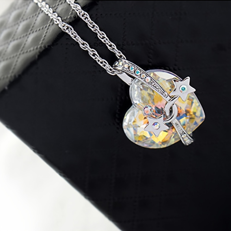 Herzförmige Winzige Stern kristall anhänger halskette Luxus - Temu Germany