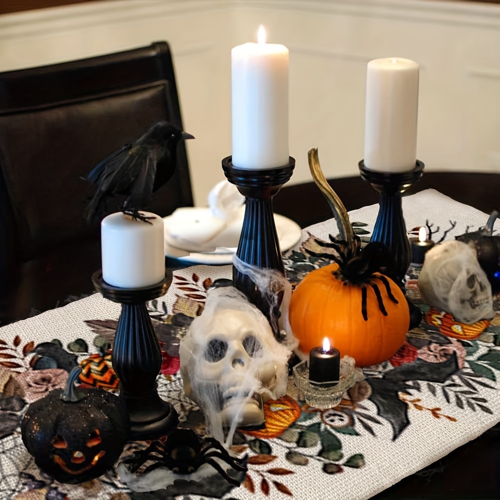Halloween Pumpkin Table Runner 33x182cm Spider Web Holiday Decor