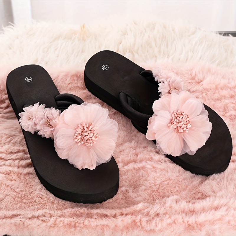 Women's Black Thong Sandals Open Toe Flip Flop Slides Thick - Temu