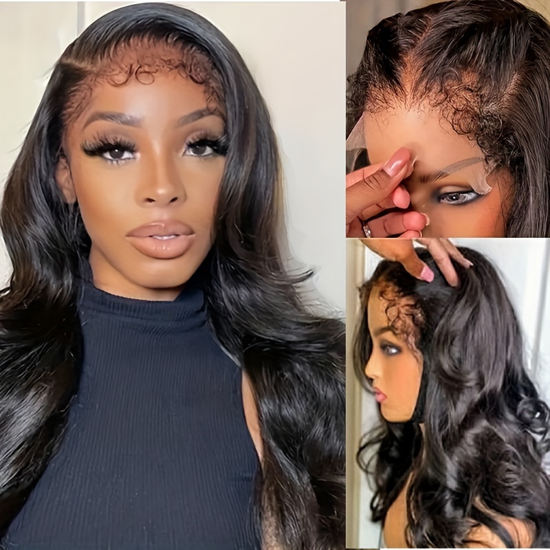  180% Density Kinky Curly Edges Hairline 13X4 Lace Front Wigs  HD Transparent Lace Frontal Wigs Human Hair with Curly Baby Hair Kinky  Straight(20 Inch, Natural Black Kinky Straight) : Beauty