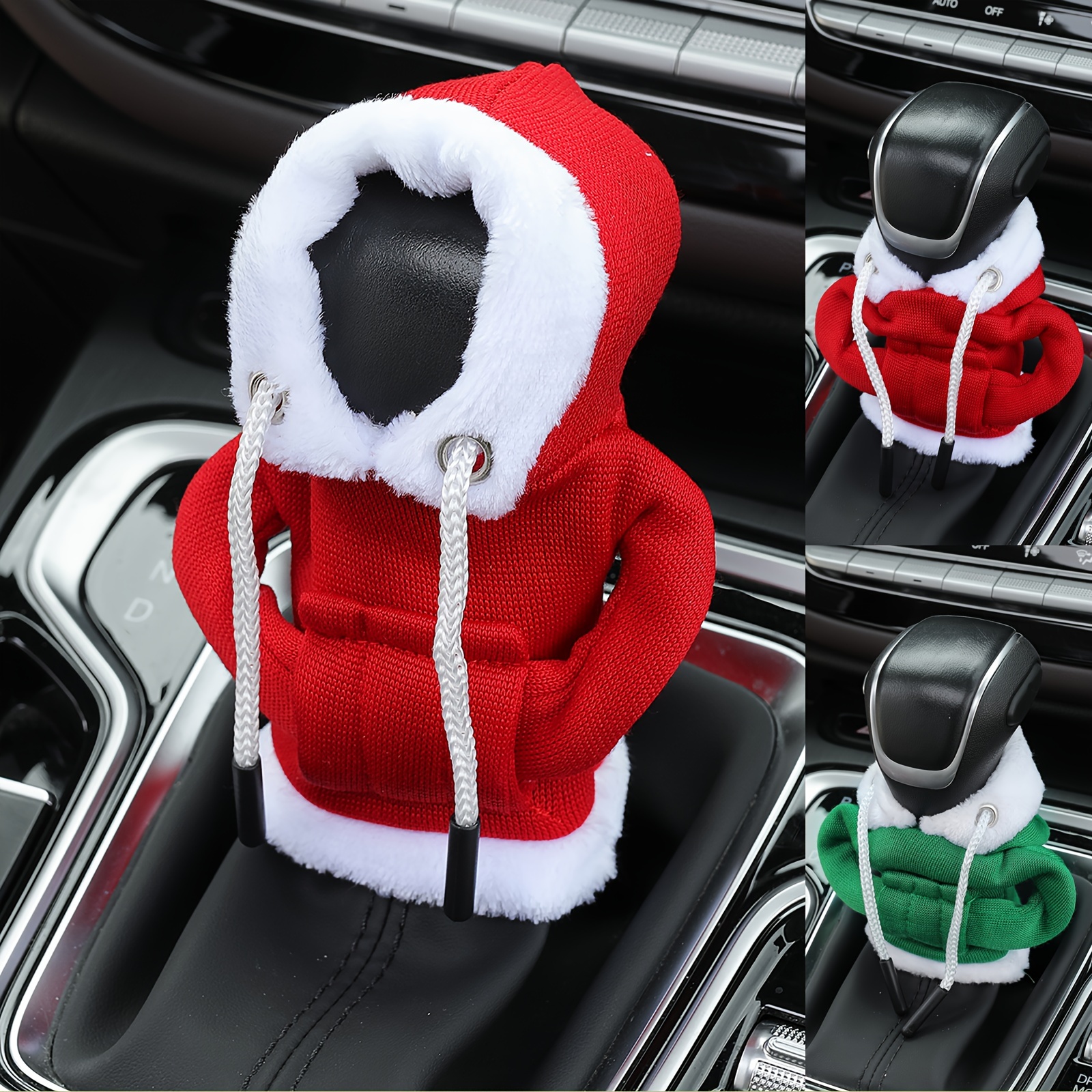 Santa Claus Car Gear Shift Cover Hoodie, Fashionable Mini Hooded Sweatshirt for Auto Gear Stick Shifter Knob, Christmas Gifts,Temu