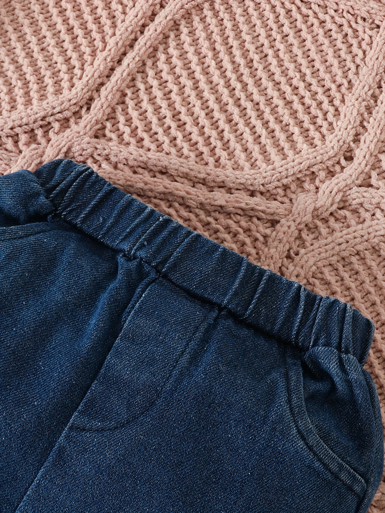 spring and autumn girls outfit featuring a ribbed lace onesie and fringed flared jeans a two piece set for infants and toddlers for outdoor Product details 24