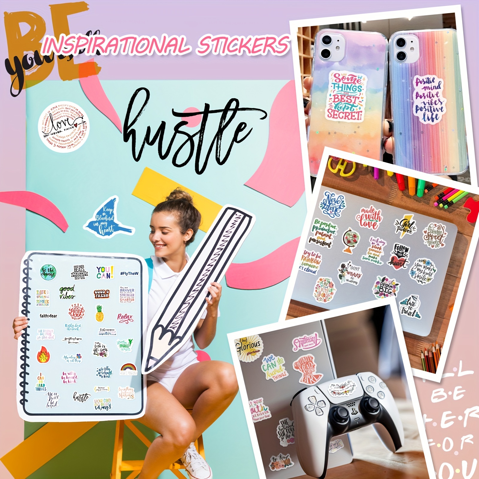 300pcs Inspirational Stickers For Adults, Waterproof Inspirational Words  Stickers Motivational Stickers For Students Inspirational Quotes Stickers  For