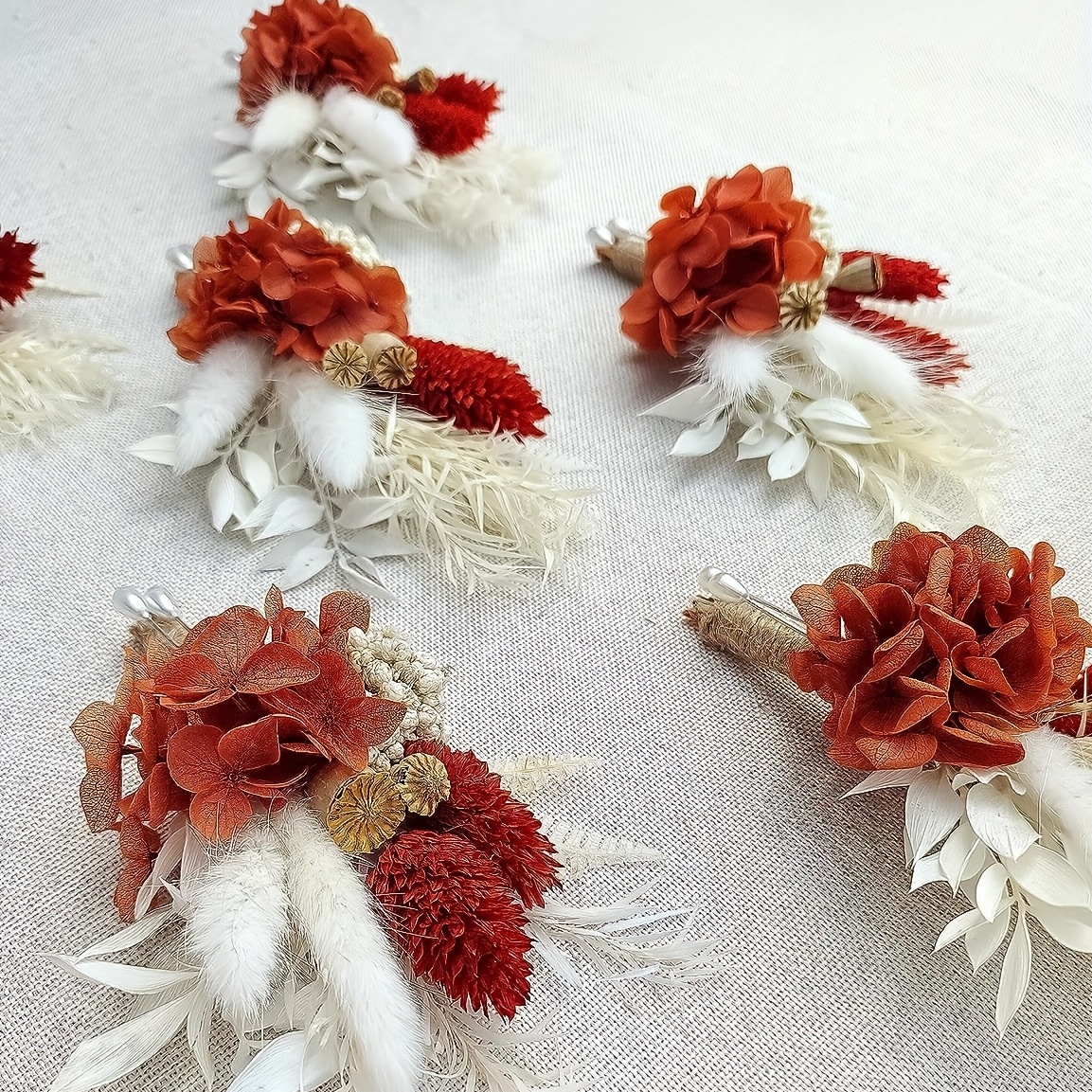  Dried Flowers Boutonniere for Men Wedding 2 Pieces Set