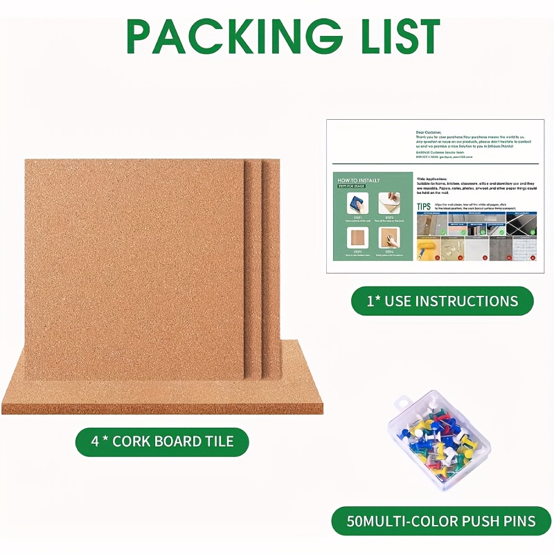 Classic Mules Premium Cork Tiles 12x12 - 1/2 Thick Cork Board - Bulletin  Board - Mini Wall - Ultra Strong Self Adhesive Backing - 4 Pack