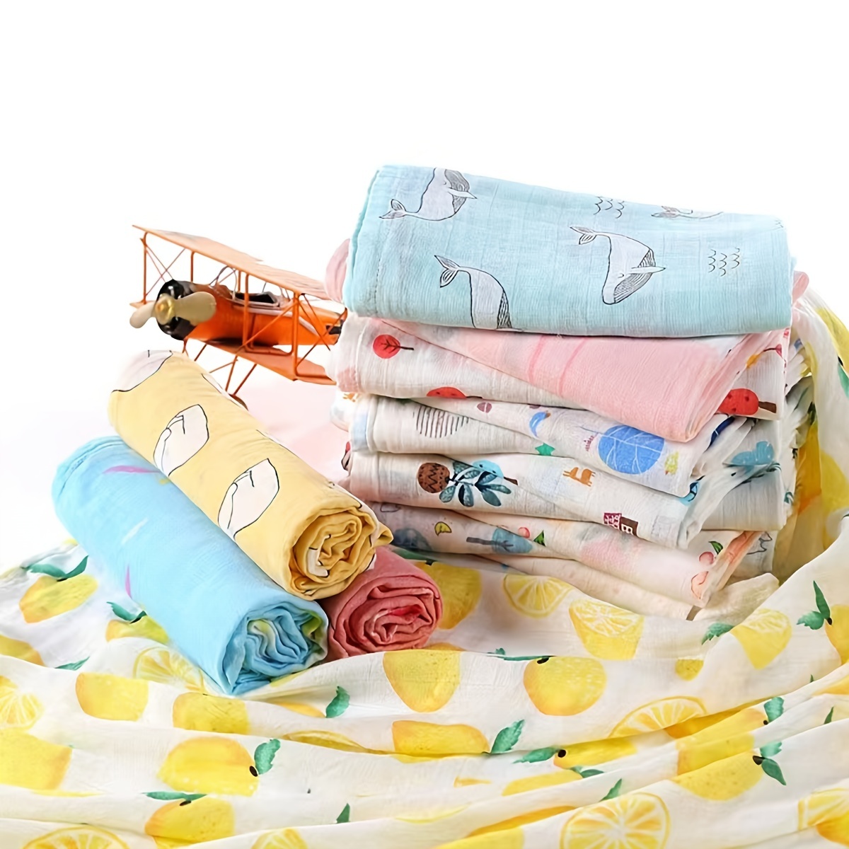 100% Cotton Baby Muslin Swaddle Blankets, 3 Pack Set