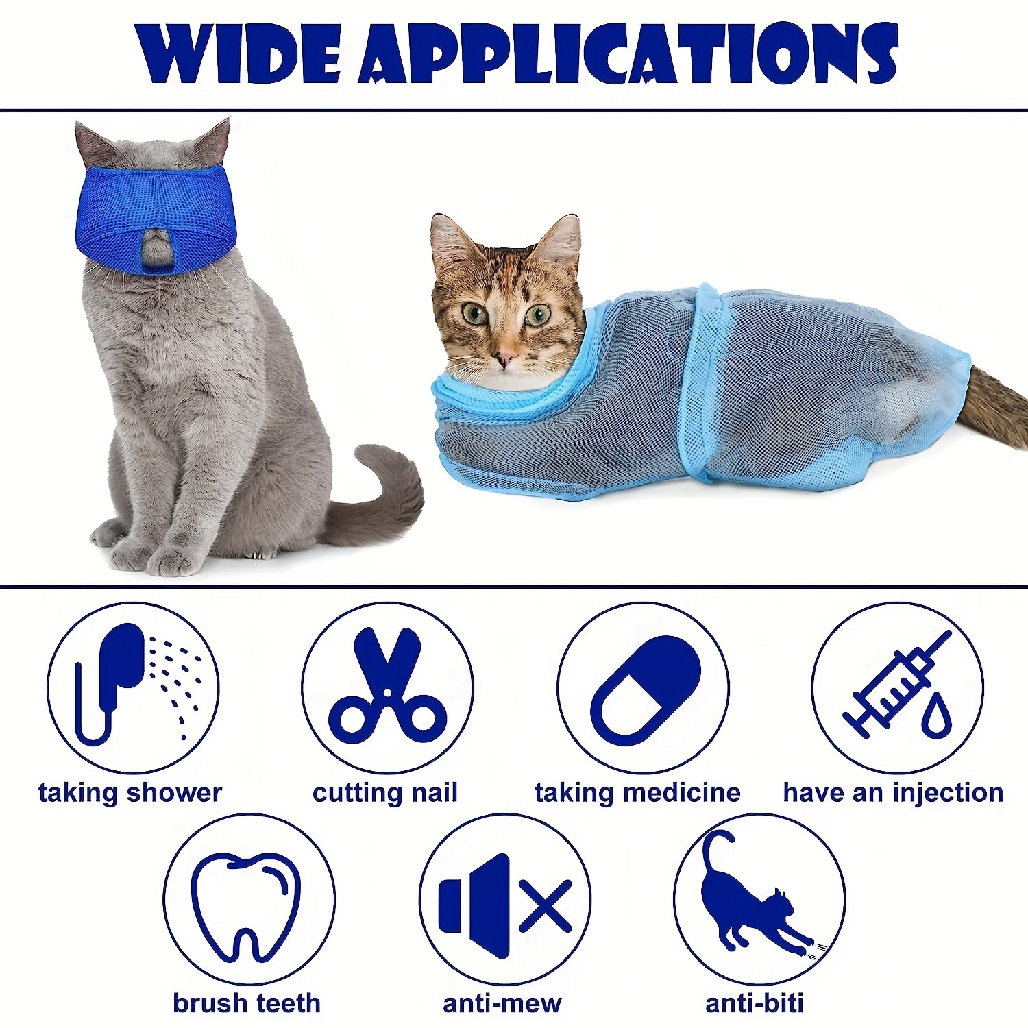 3pcs Adjustable Cat Bathing Bag Set for Pet Grooming