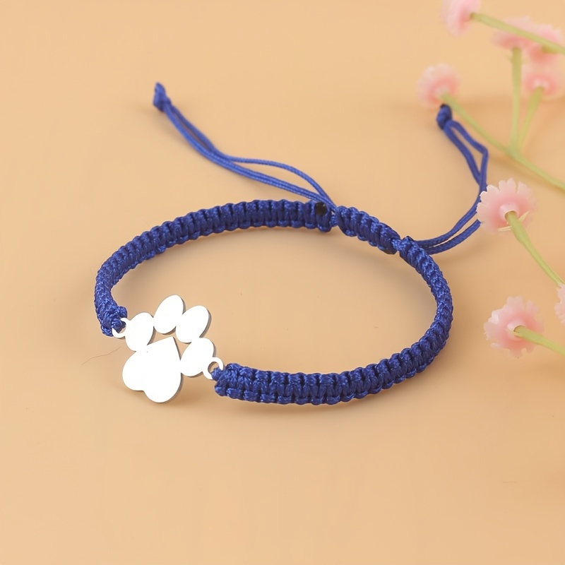 TEMU 1 Bracelet ajustable tissé à avec patte de chien