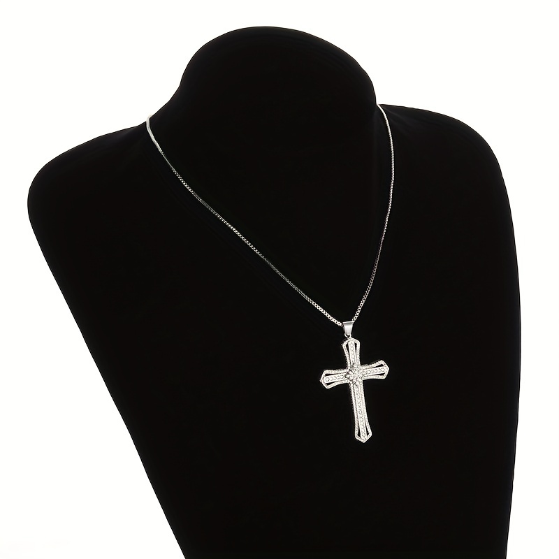 Men's Ice Crystal Inlaid Zircon Cross Necklace