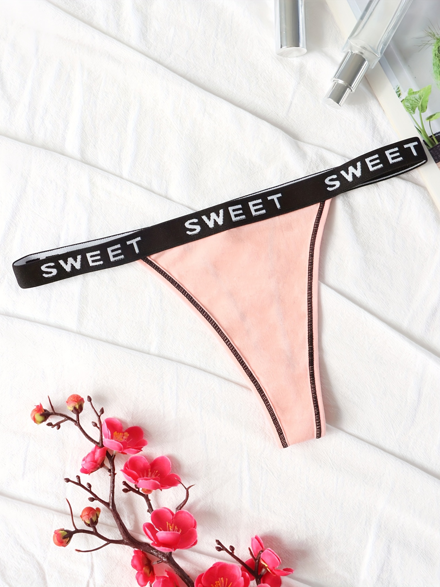 Letter Belt Thong Panties Breathable Comfortable Low Waist - Temu Canada