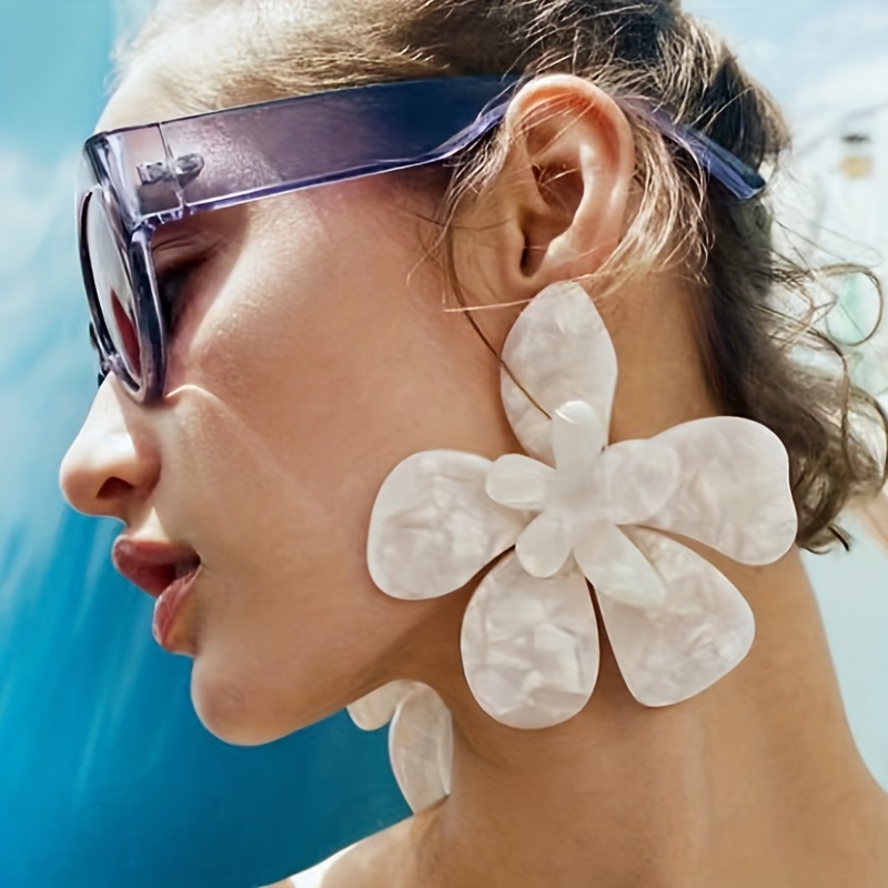 Vintage White Bell Orchid Female Style Women's Drop Hook Earrings