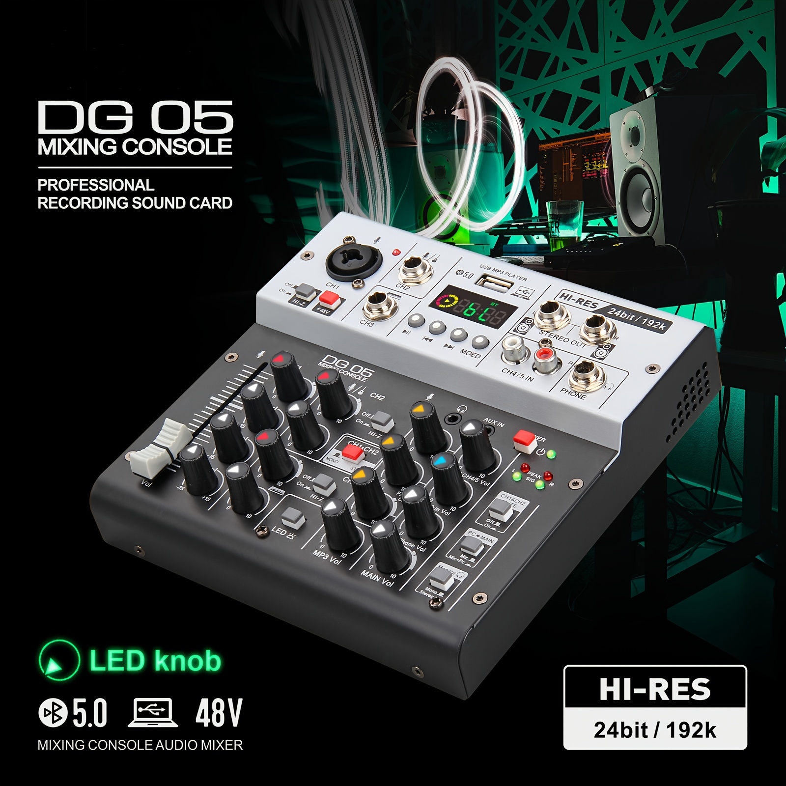5 Channel Professional Mixer Board with Bluetooth