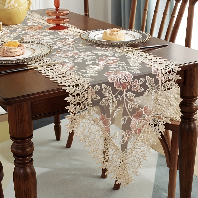 Camino de mesa rústico estilo bohemio, borlas hechas a mano, camino de mesa  naranja de 72 pulgadas de largo para comedor en casa, café, té, cocina, 13