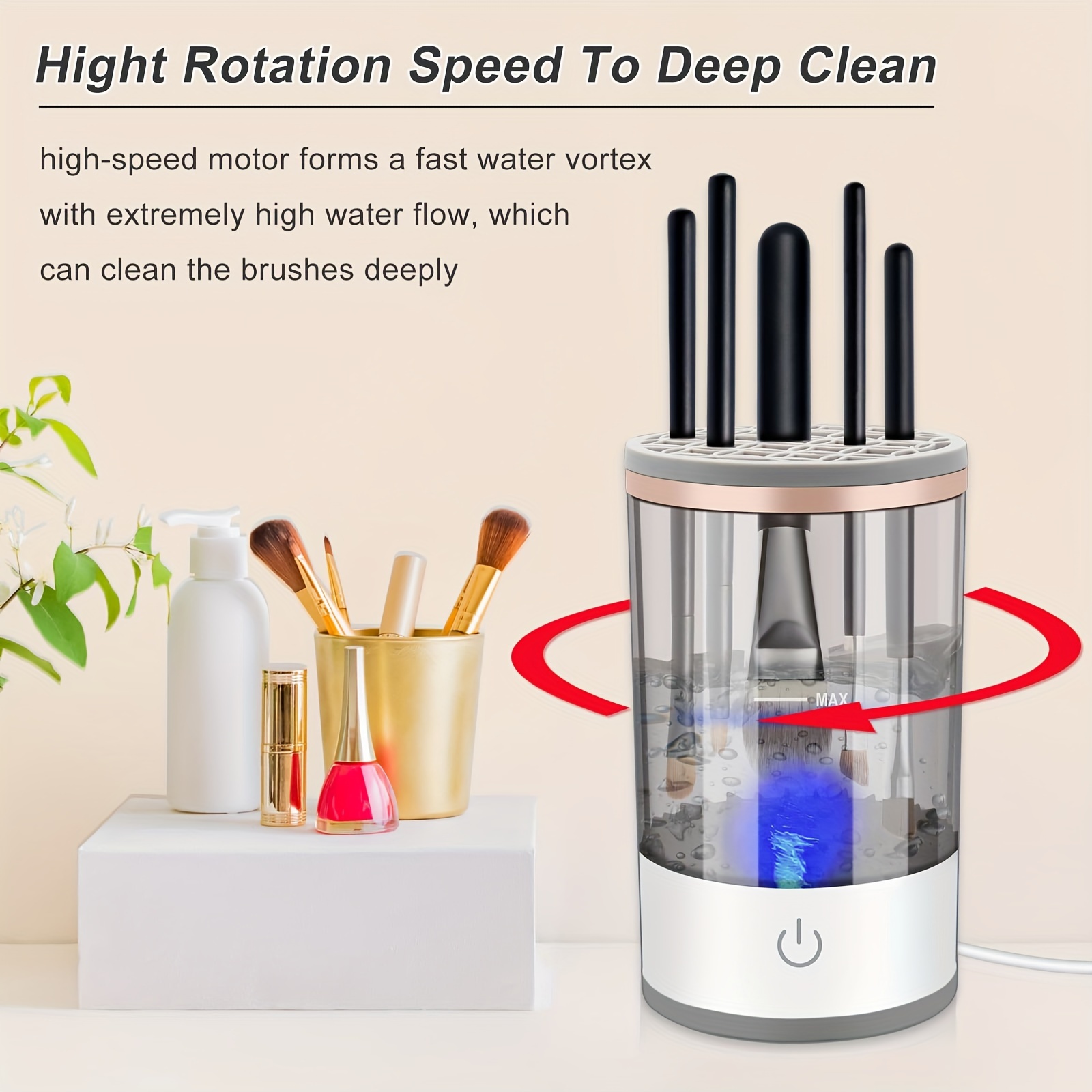 2024 New Brushly Cosmetic Brush Cleaner, Brushy Makeup Brush Cleaner Deep Cleaning USB Powered, Automatic Spinning Makeup Brush Cleaner Fit for All