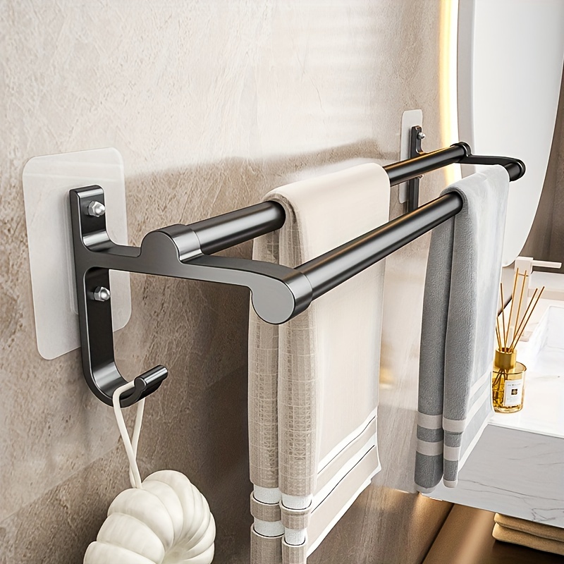 Bathroom organizer with towel holder and hooks – Tetty Collections