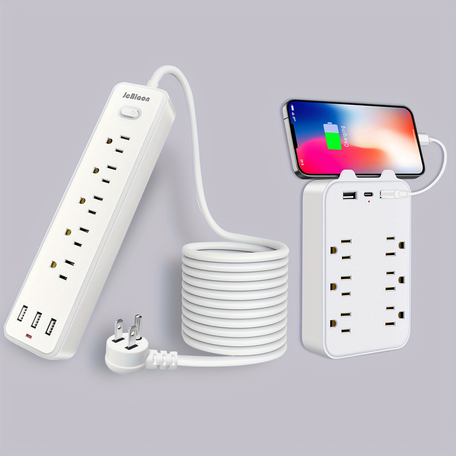 

Surge Protector Power Strip With 6 Outlets 3 Usb Ports Flat Plug Wall Mount For Home Office