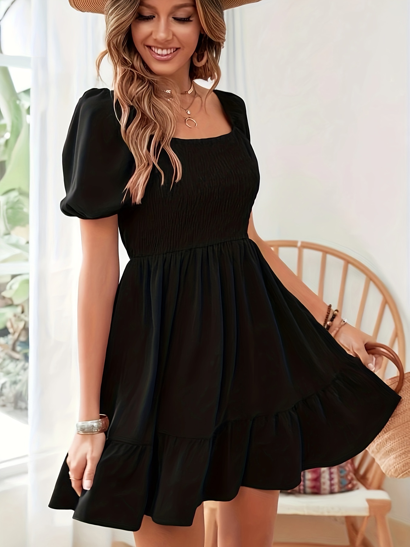 V Neck Empire Waist Swing Dress Marine Grade Stainless AUSELILY Women's  Empire Waist Swing Dress With