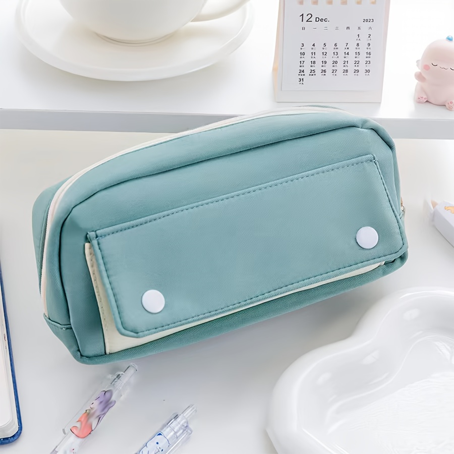 Simple Solid Color Pencil Case Large Capacity Hand Book Bag - Temu Italy