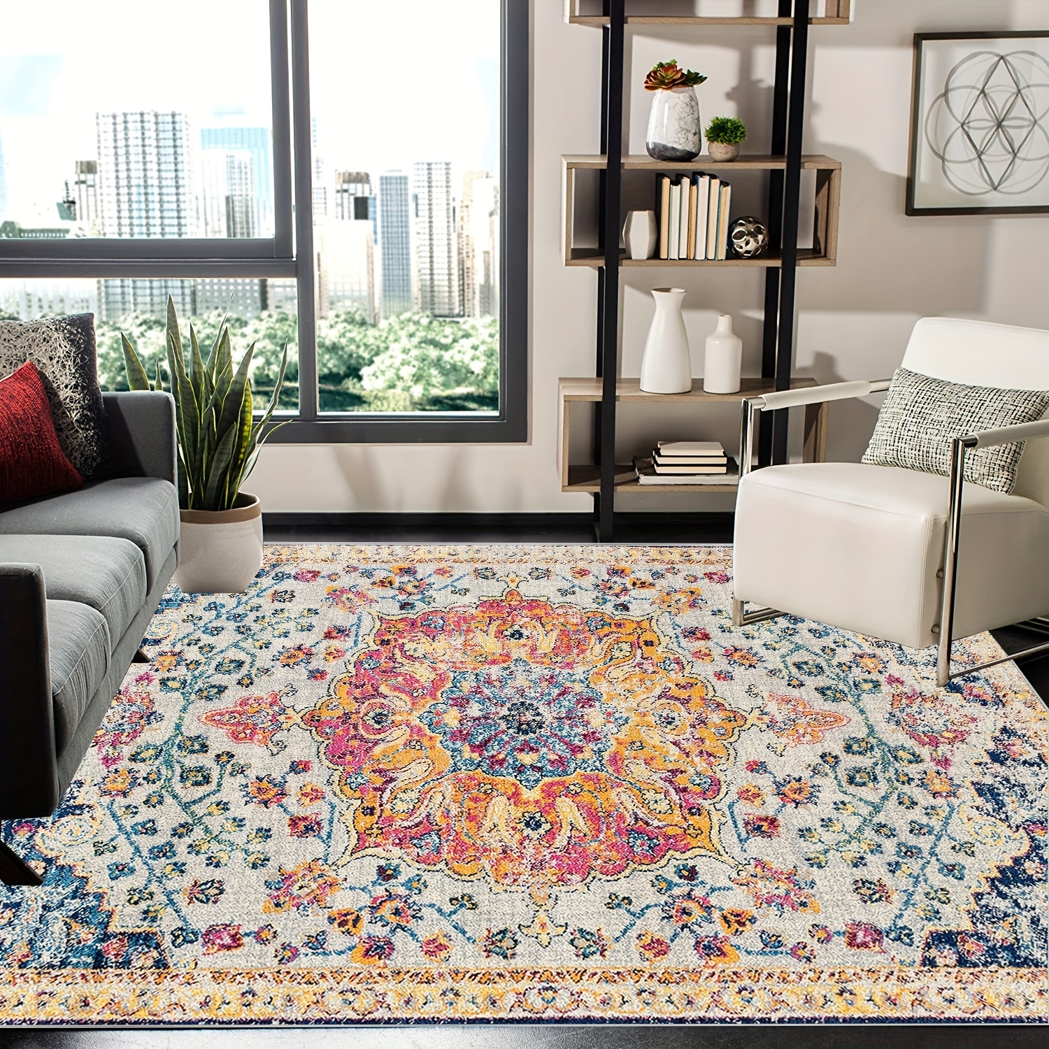 Boho Area Rug 2x3, Persian Washable Small Entryway Rug, Soft Oriental Distressed Throw Rugs For Entrance Kitchen Bedroom, Non-slip Non-Shedding Low-pi