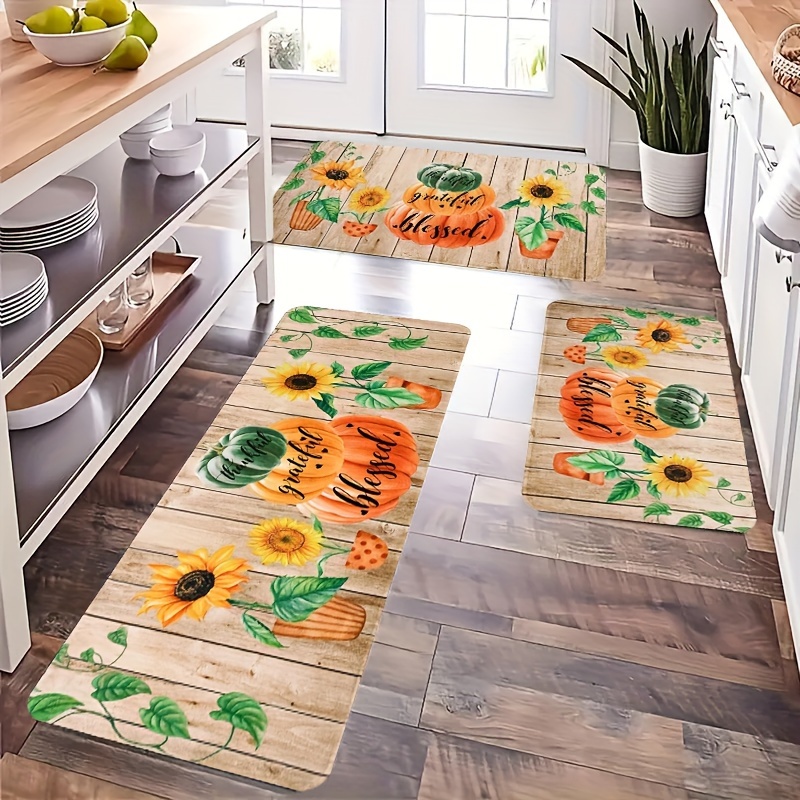 1pc Tapete De Piso Con Estampado De Gnomos De Girasol Para Cocina