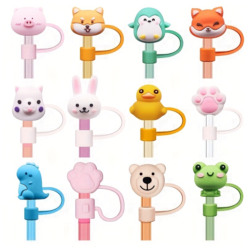 Straw Tips Cover, Cartoon Straw Tips Cover, Creative Straw Tips Cover, Silicone  Straw Tips Cover, Silicone Cute Reusable Drinking Straw Toppers, Drinking  Straw Plugs, Party Decoration, Kitchen Accessaries, Back To School Supplies  