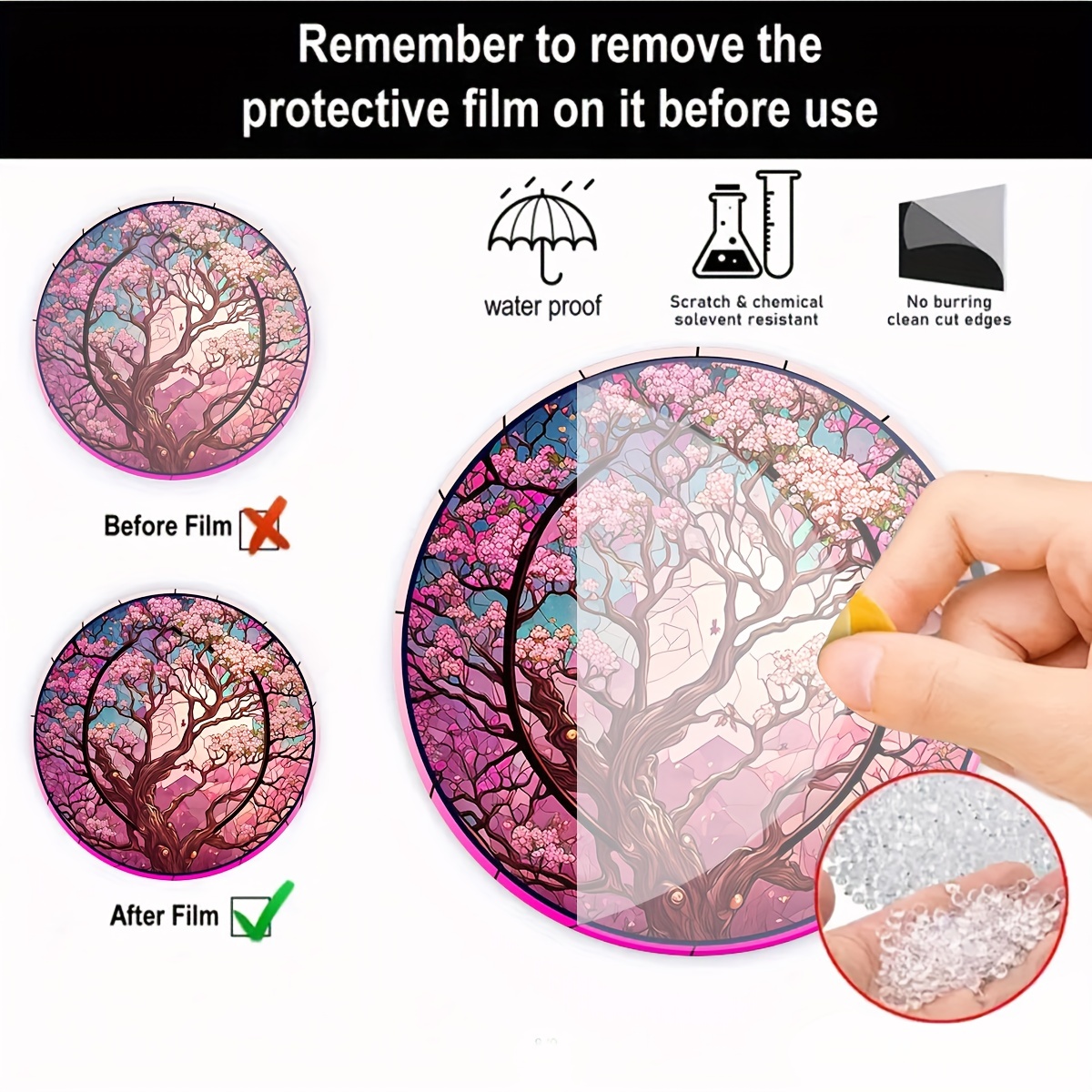Cherry Blossoms Tree Suncatcher Decor Round Hanging Ornament