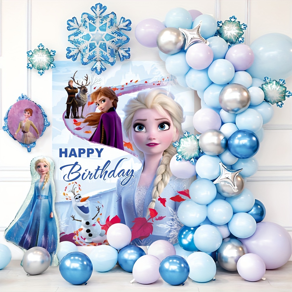 Decoraciones de cumpleaños de Frozen, suministros de fiesta de cumpleaños  de Frozen, globos de decoración de fiesta, decoración de princesa de feliz