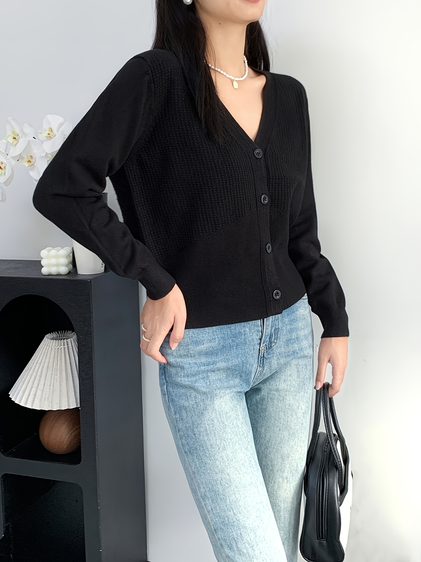 Ladies black on sale v neck cardigan