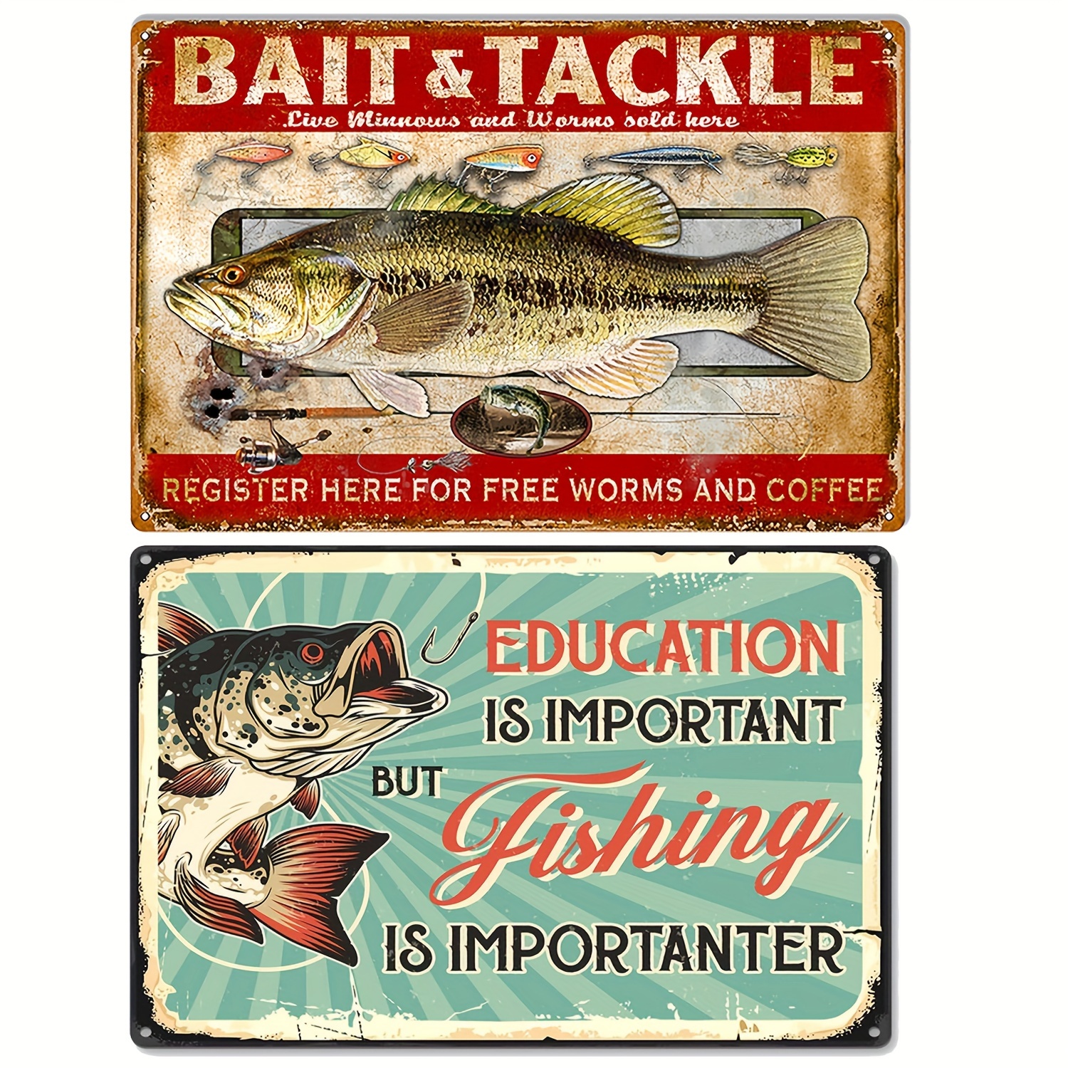 Bait Tackle Hunting Fishing Metal Sign Vintage Metal Tin - Temu