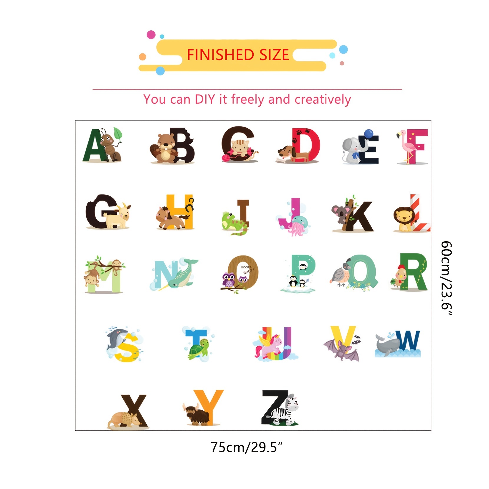 Animal Alphabet Decals ABC Wall Decals Stickers Peel and Stick Vinyl A-Z  Alphabet Wall Decor for Kids Nursery Baby Room Multi price in UAE,   UAE