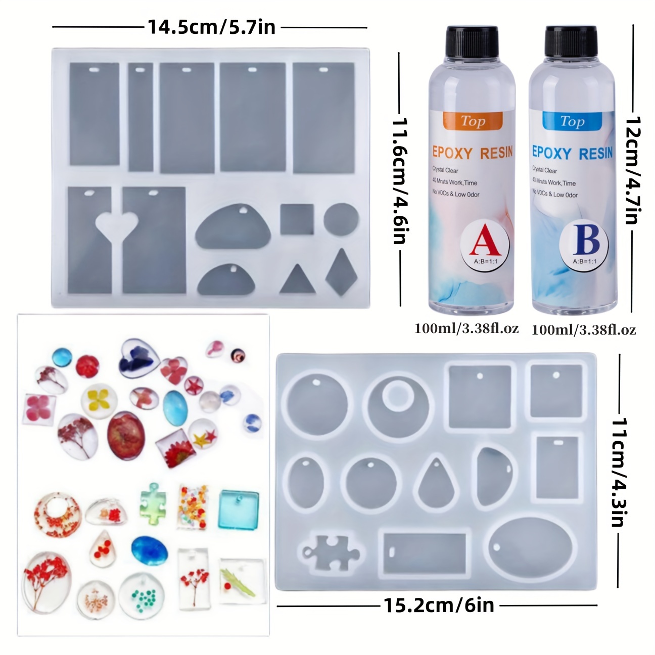 219Pcs Resin Kit Silicone and Epoxy Resin Supplies Include Dried