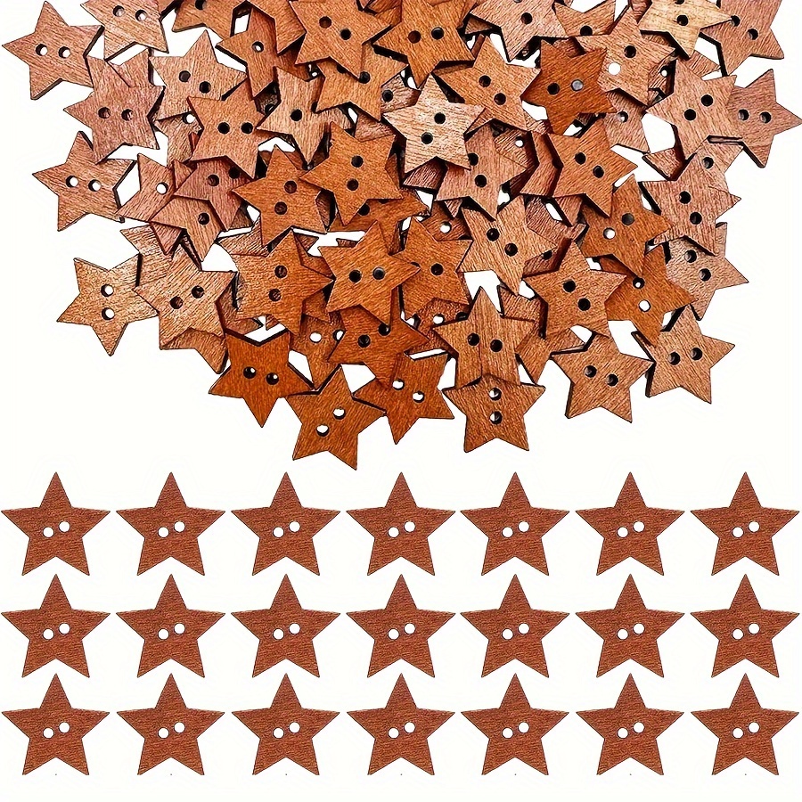 200pcs Wooden Star Buttons with 2 Holes Star Shape Sewing Knitting Wood  Buttons Accessories DIY Sewing Clothes Craft Projects Scrapbooking  Decoration