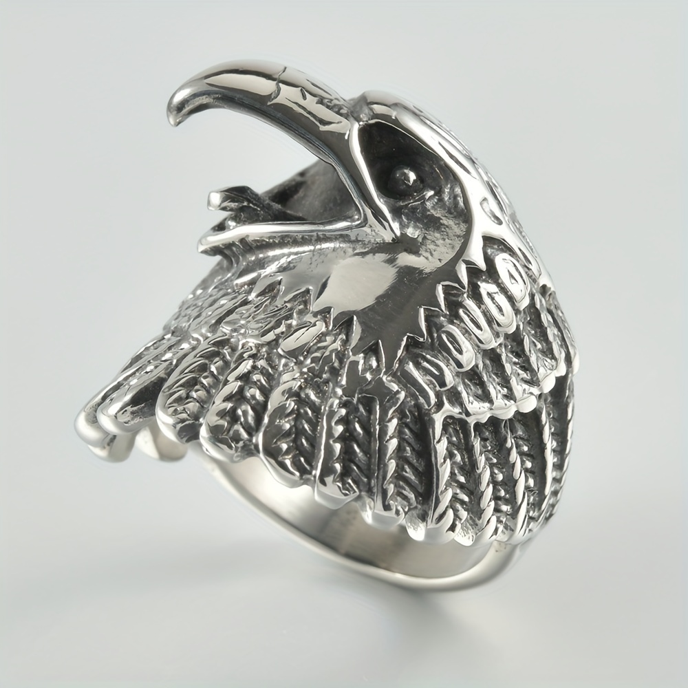 Stainless Steel Vintage Punk Eagle Men's Ring Finger Jewelry - Temu Ireland