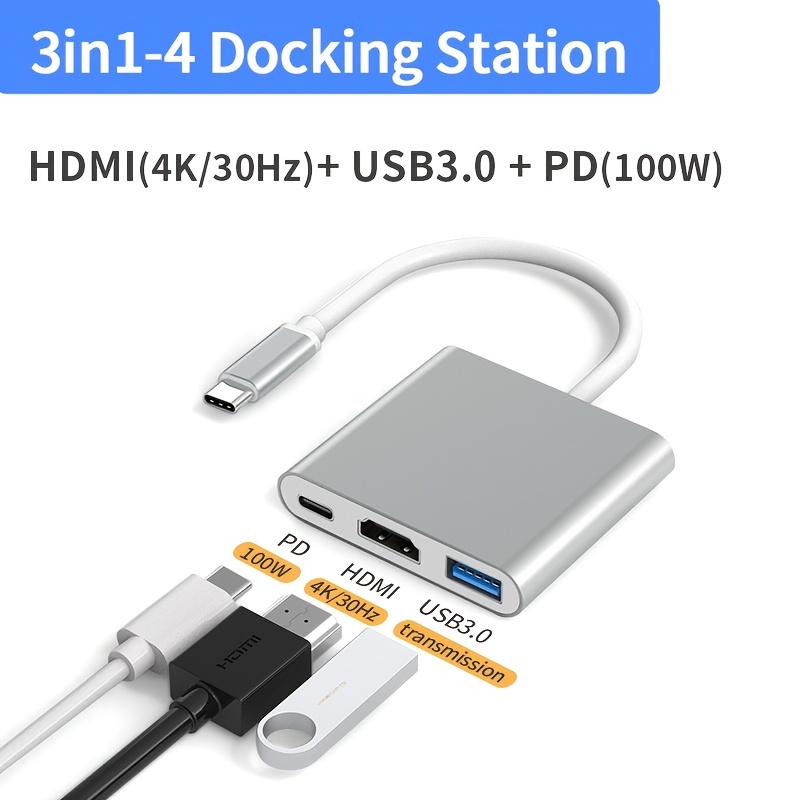 RayCue Adaptador USB C para MacBook Pro/Air, adaptador para MacBook HDMI,  MacBook Air M1 USB multipuerto USB C Hub con 4K HDMI, Thunderbolt 3/4, para