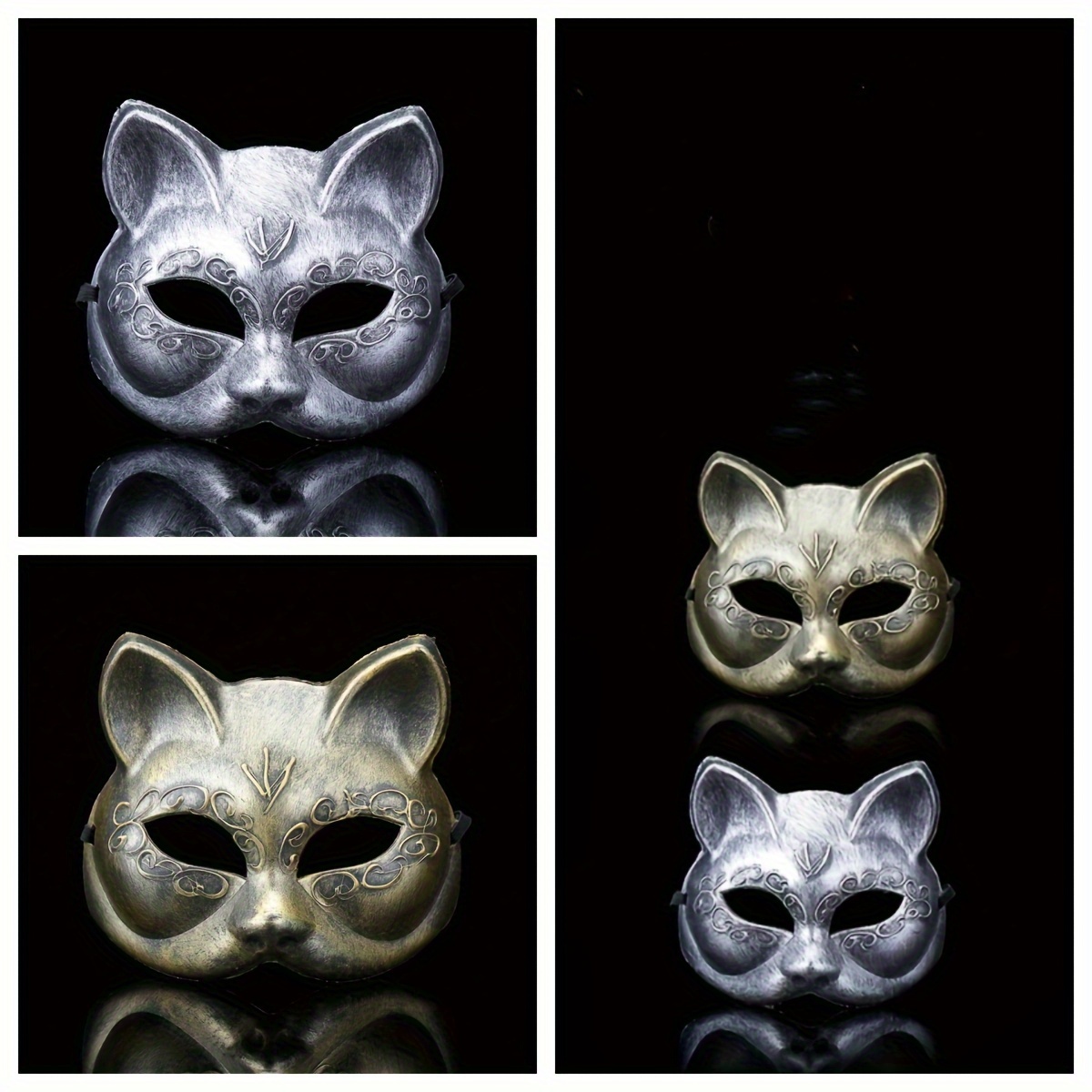 10 Pcs Masquerade Cat Face Masks Adult Halloween Costume Cosplay Costumes  Paint Therian - AliExpress