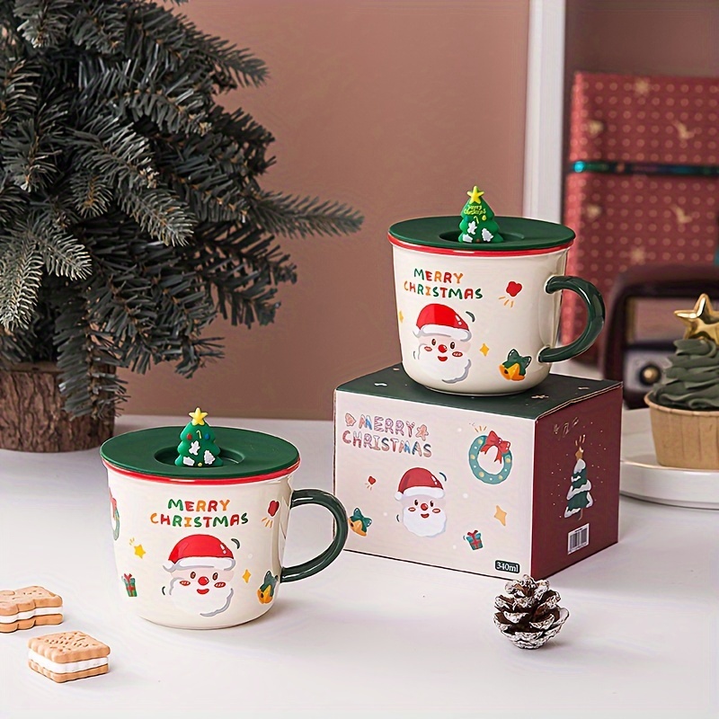 Santa Claus Ceramics Coffee Mug with Lid, Creative Drinkware, Milk Cup,  Christmas Decoration, New Year Gift - AliExpress
