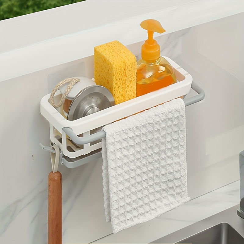 1pc Dishcloth Rack Kitchen Sink Drainer Free Punching Countertop