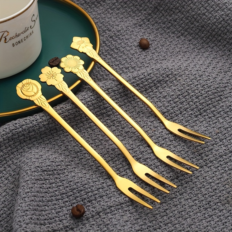 4PCS Set Golden Flower Stainless Steel Kitchen Knife Household