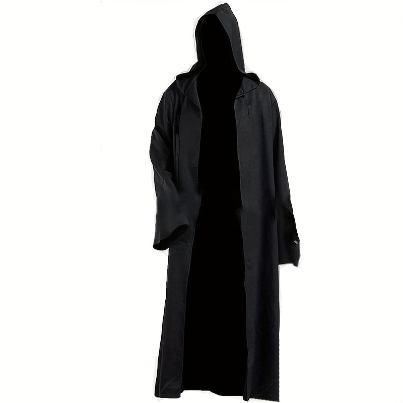 1pc Halloween Black Hooded Cloak, Death Vampire Witch Cosplay Cape
