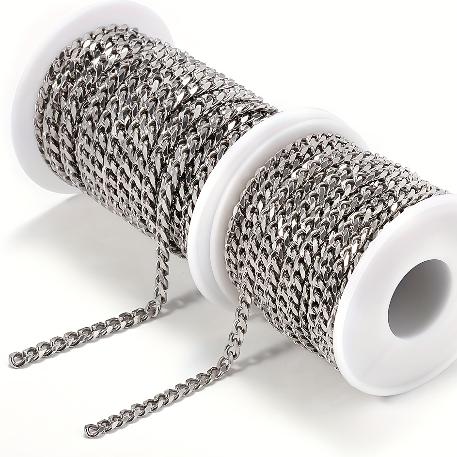 DIY 10M 32.8 Feet 3MM Silver Chain Roll Figaro Chains Silver Plated  Necklace Stainless Steel Cable Long Craft Link Chain Bulk for Jewelry  Making Kits Necklaces Bracelets Crafting Supplies 