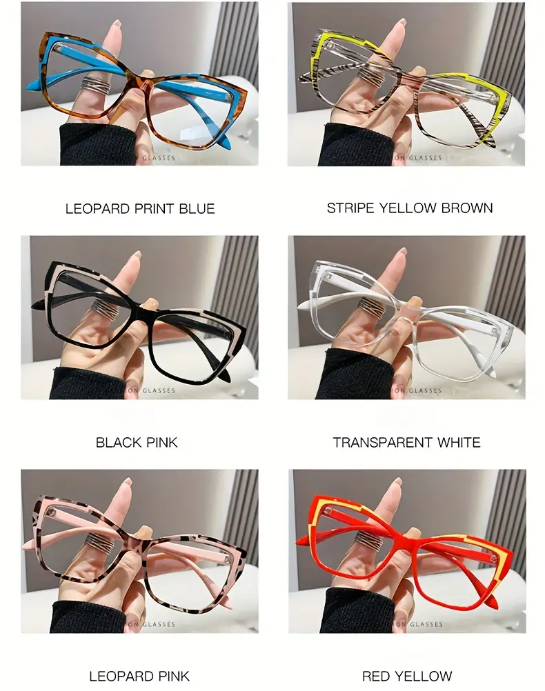blue light blocking glasses cat eye color block frame clear lens computer glasses spectacles for women men details 9