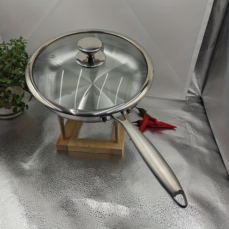 Household Stainless Steel Frying Pan, Non-stick Pan With Lid, For Gas Stove  And Magnetic Stove, Cookware, Kitchen Utensils, Kitchen Supplies, Kitchen  Gadgets - Temu