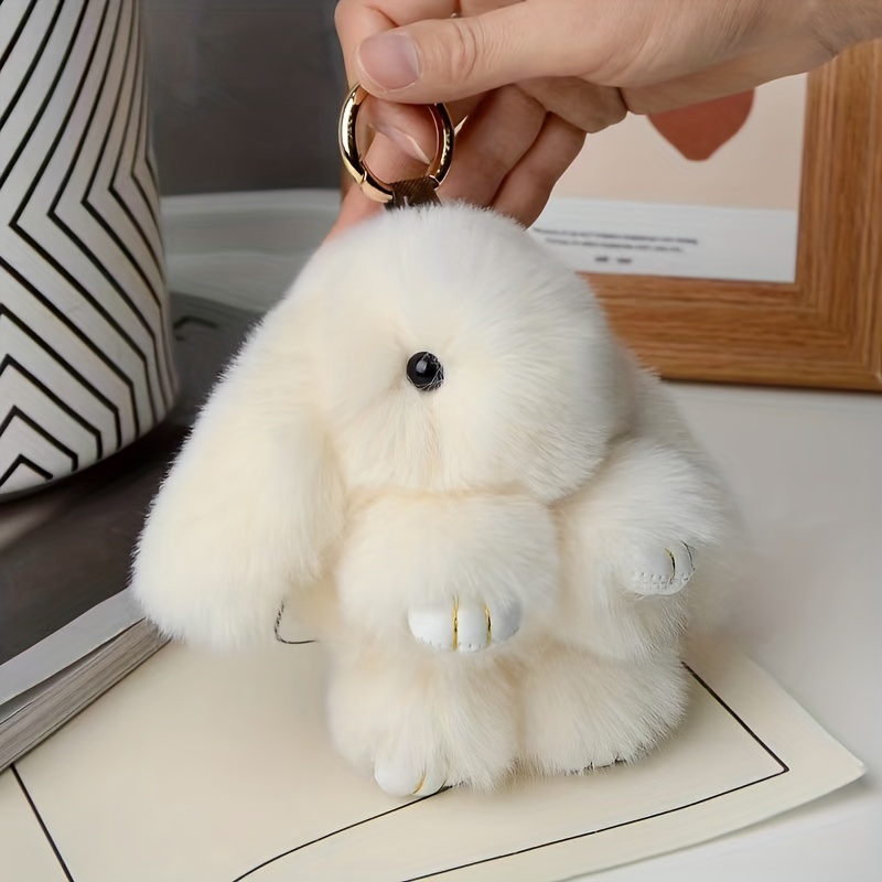Fluffy Faux Fur Rabbit Keychain For Women Plush Pompom Bunny Hare Key Chain  On Bag Car Trinket Female Jewelry Party Dolls Gift