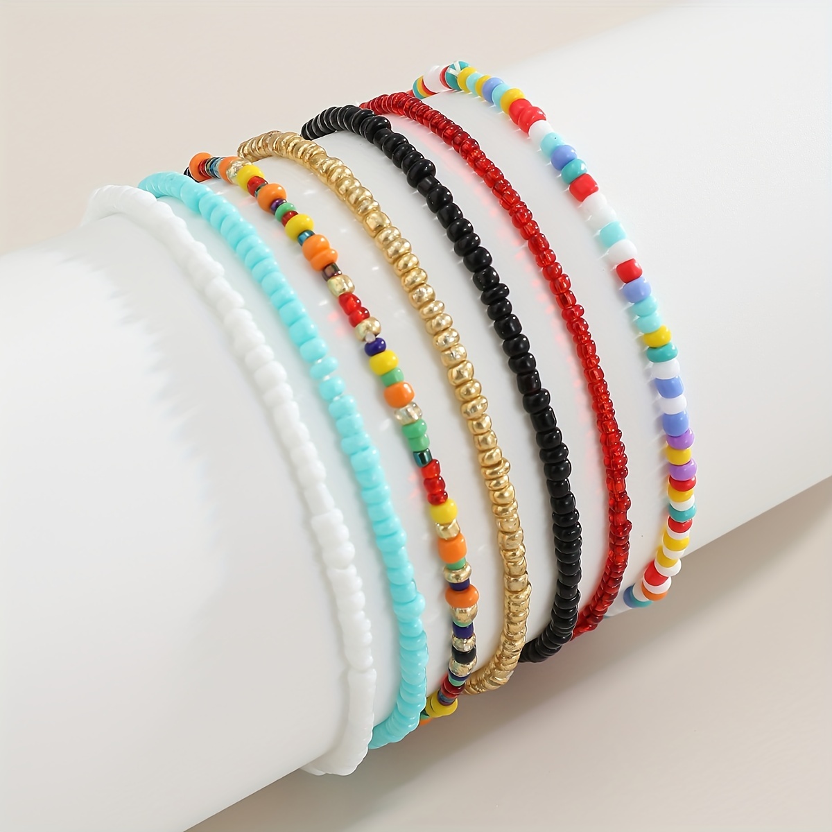 20 Pcs Stackable Beaded Anklet Set, Summer Foot Jewelry