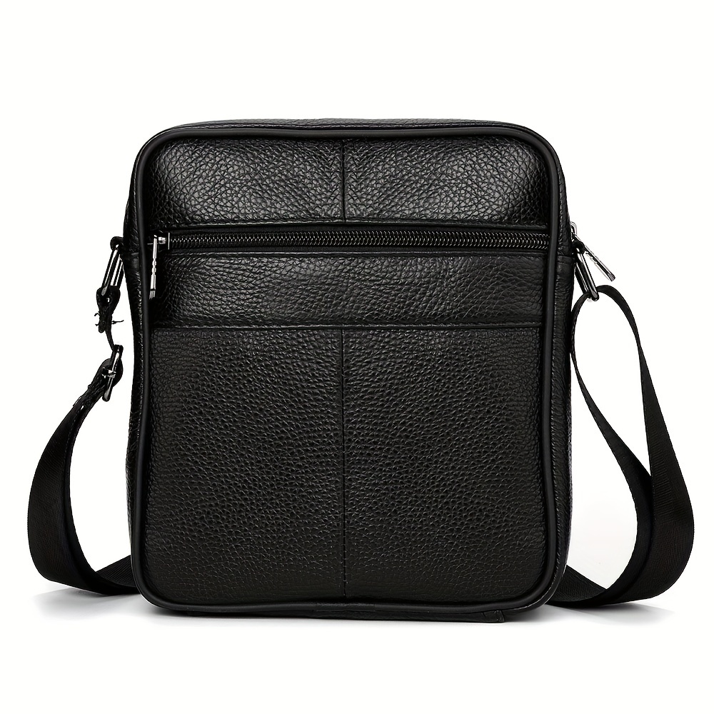 mens genuine leather satchel crossbody bag vertical - Temu