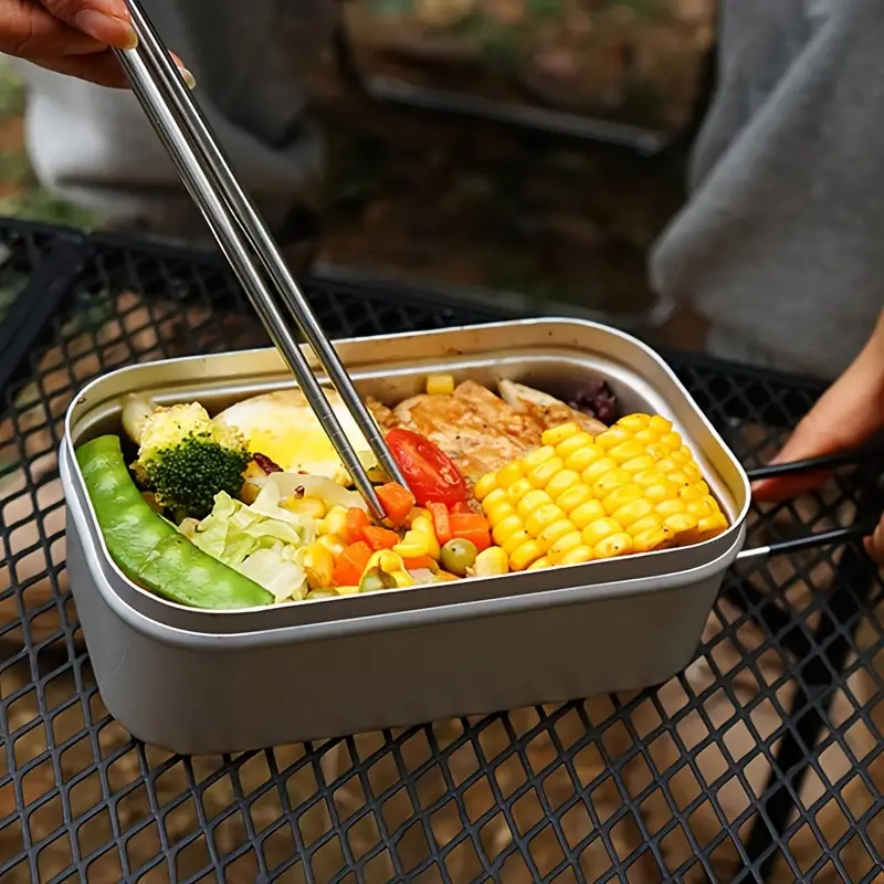 Aluminum Lunch Box With Handle, Rectangular Lunch Containers For Outdoor  Camping Travel - Temu