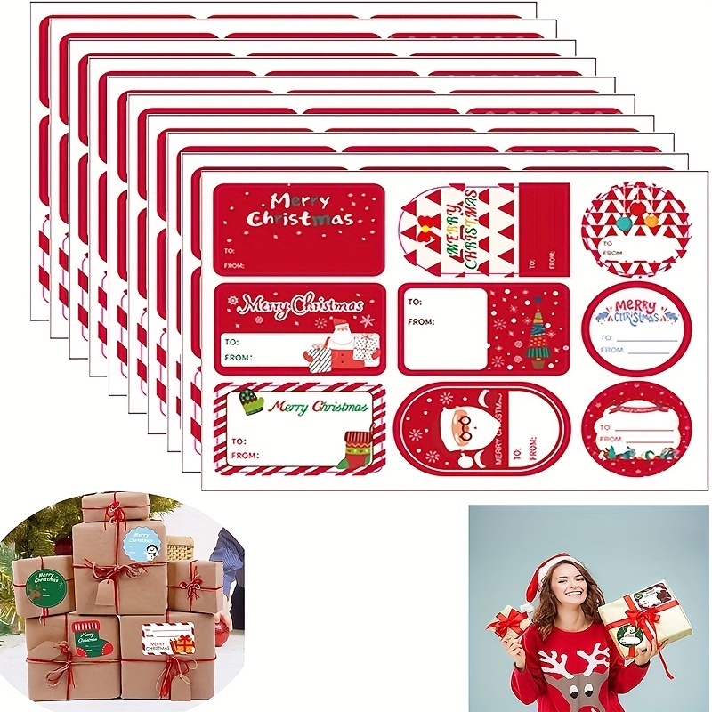 

10 Sheets/pack Christmas Decoration Gift Series Stickers, Non-sticky Stickers, Gift Tags For Christmas Self-adhesive Wrapping