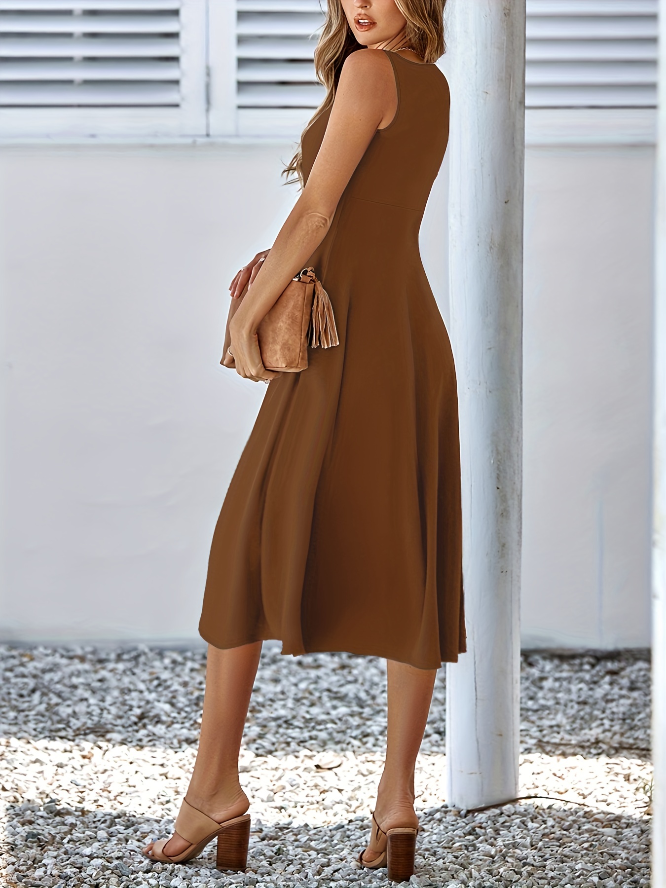 Brown Sleeveless Dress