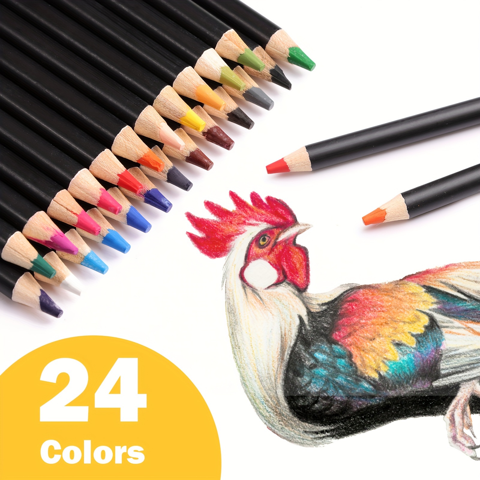 24 Colored Pencils Hardbound Iron Box Art Supplies Pencils - Temu